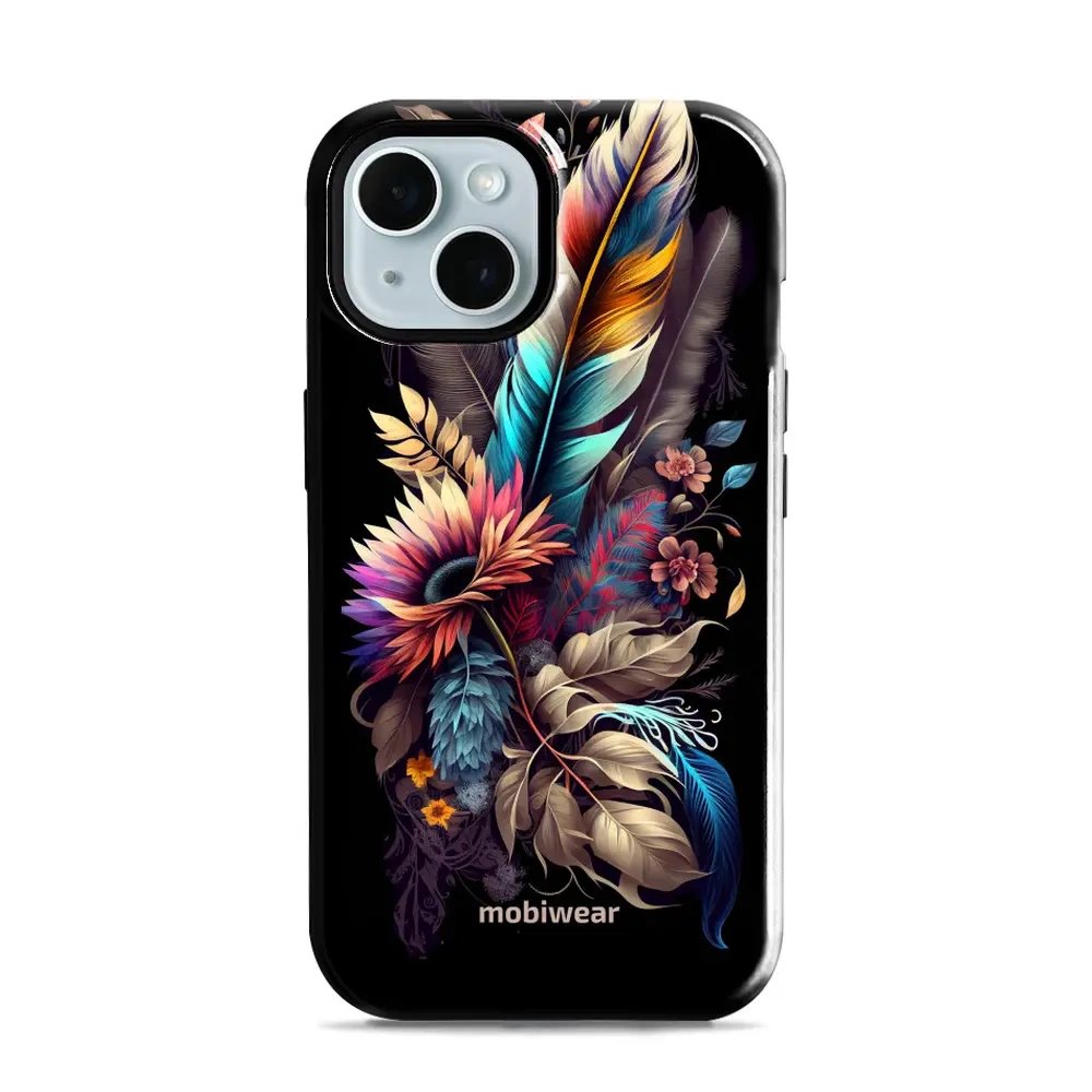 Odolný obal Mobiwear Elite Pro - Apple iPhone 15 - E011E Kytice s pírkem