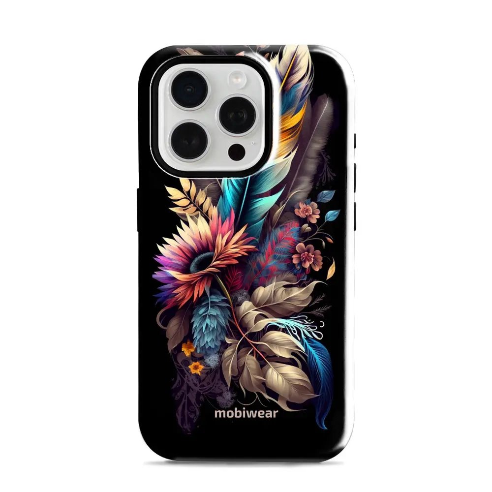 Odolný obal Mobiwear Elite Pro - Apple iPhone 15 Pro - E011E Kytice s pírkem