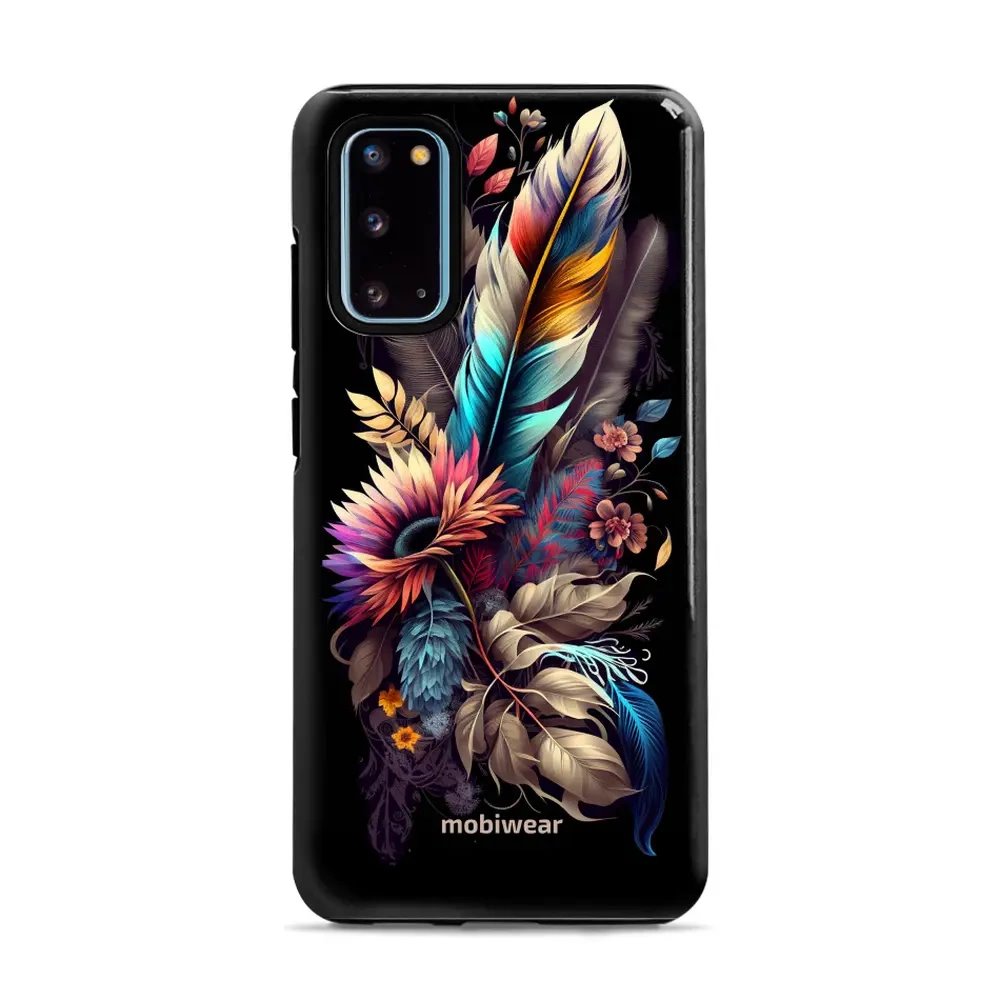Odolný obal Mobiwear Elite Pro - Samsung Galaxy S20 - E011E Kytice s pírkem