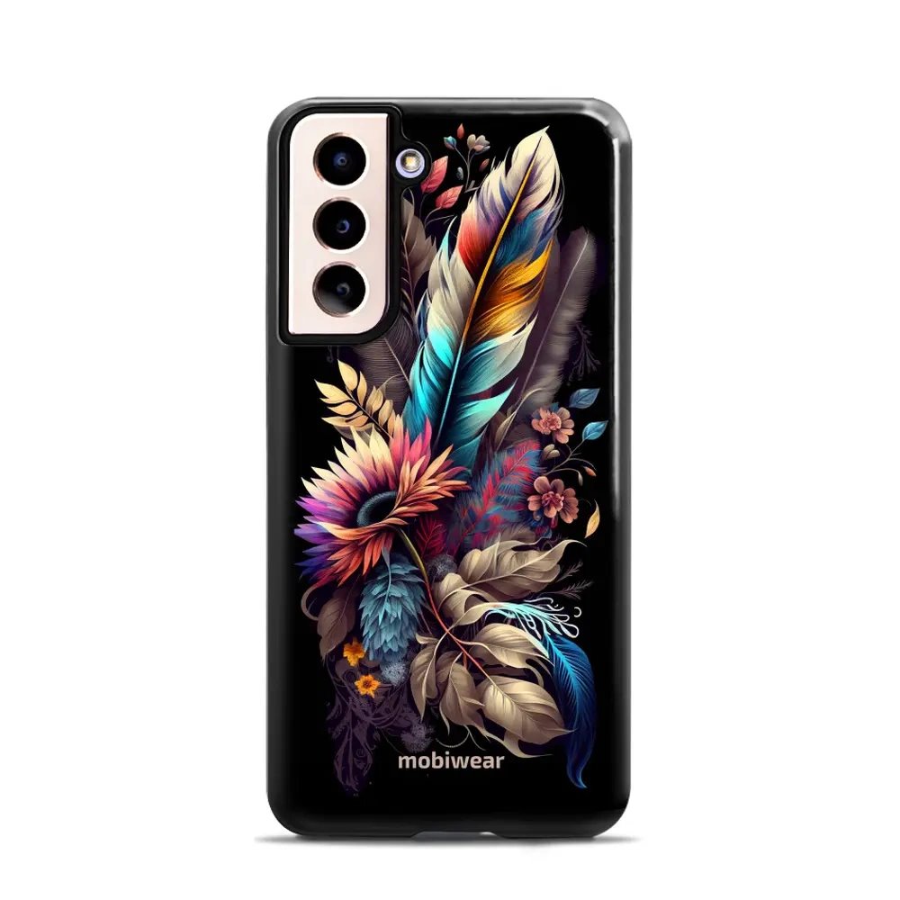 Odolný obal Mobiwear Elite Pro - Samsung Galaxy S21 - E011E Kytice s pírkem