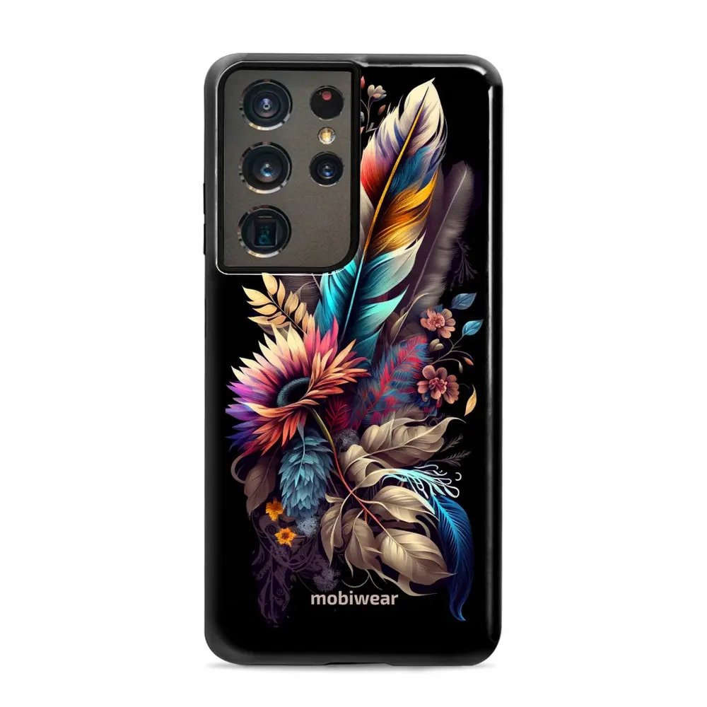 Odolný obal Mobiwear Elite Pro - Samsung Galaxy S21 Ultra - E011E Kytice s pírkem