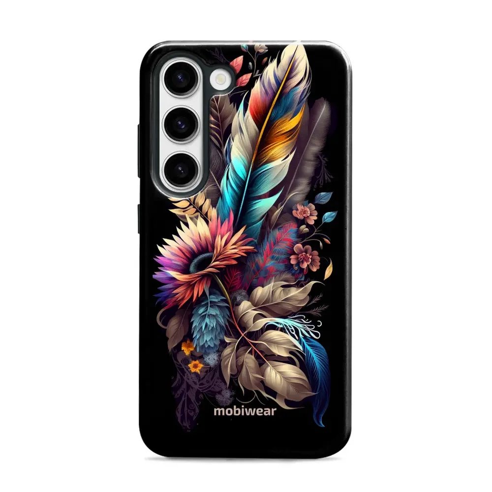 Odolný obal Mobiwear Elite Pro - Samsung Galaxy S23 - E011E Kytice s pírkem