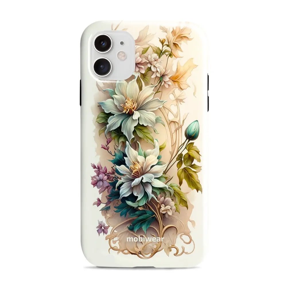 Odolný obal Mobiwear Elite Pro - Apple iPhone 11 - E014E Krémové květy