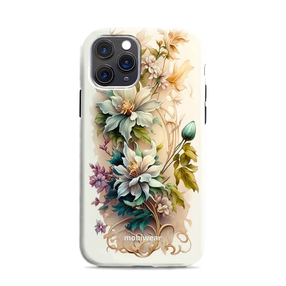 Odolný obal Mobiwear Elite Pro - Apple iPhone 11 Pro - E014E Krémové květy