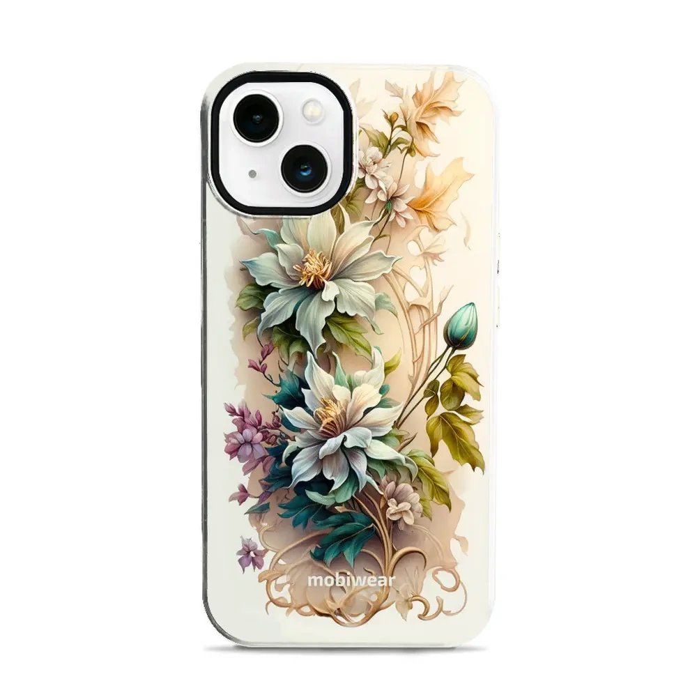 Odolný obal Mobiwear Elite Pro - Apple iPhone 13 - E014E Krémové květy