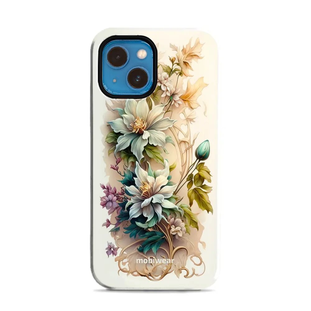 Odolný obal Mobiwear Elite Pro - Apple iPhone 13 Mini - E014E Krémové květy