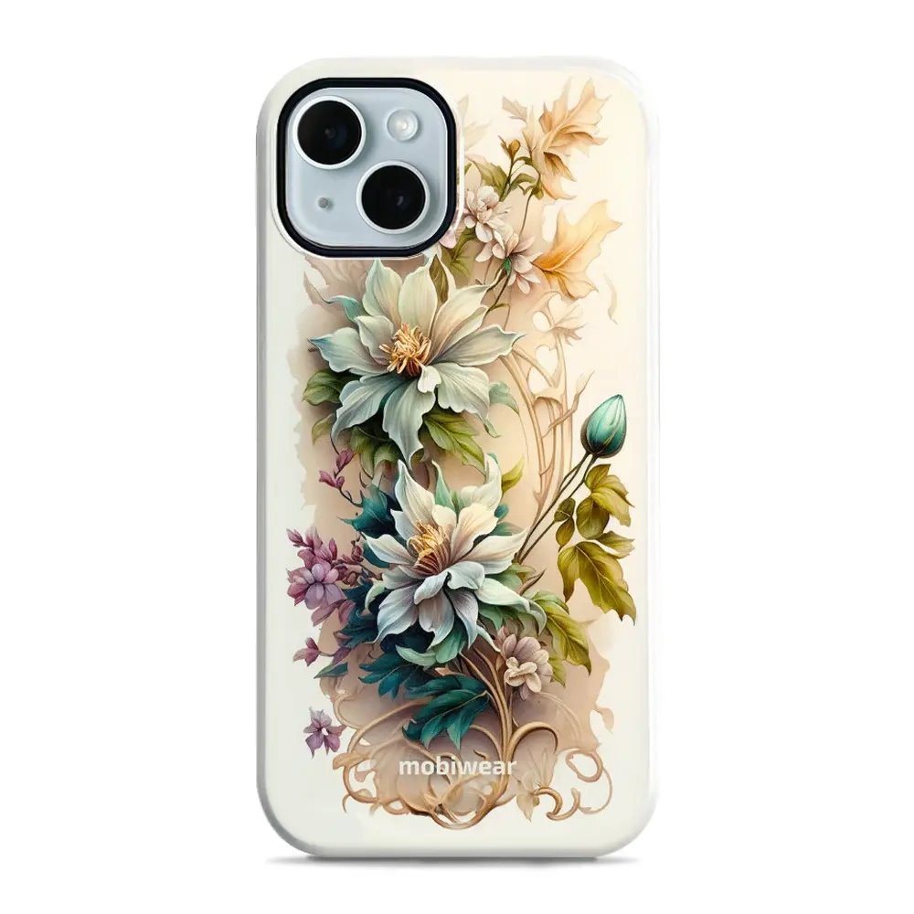 Odolný obal Mobiwear Elite Pro - Apple iPhone 14 - E014E Krémové květy