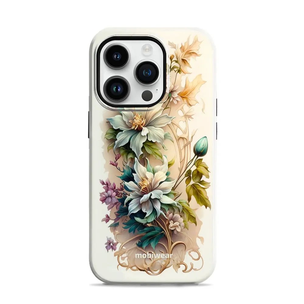 Odolný obal Mobiwear Elite Pro - Apple iPhone 14 Pro - E014E Krémové květy