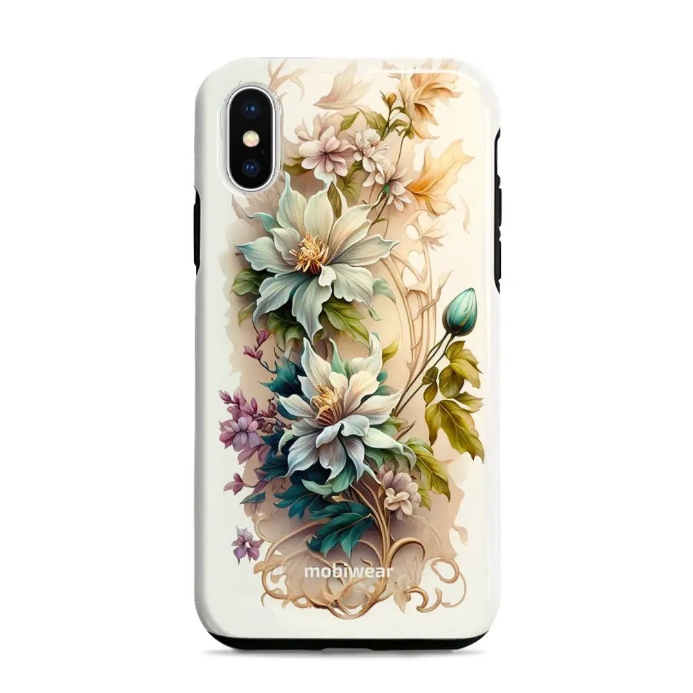 Odolný obal Mobiwear Elite Pro - Apple iPhone XR - E014E Krémové květy