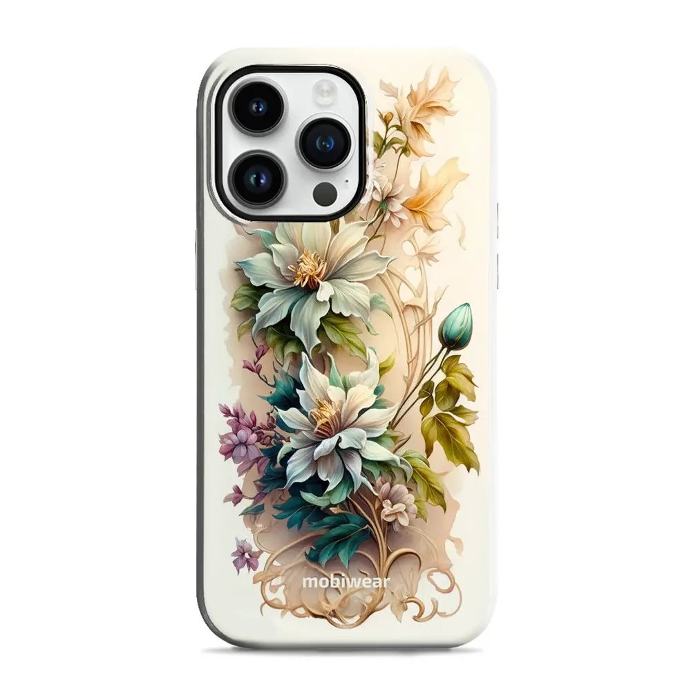 Odolný obal Mobiwear Elite Pro - Apple iPhone 14 Pro Max - E014E Krémové květy