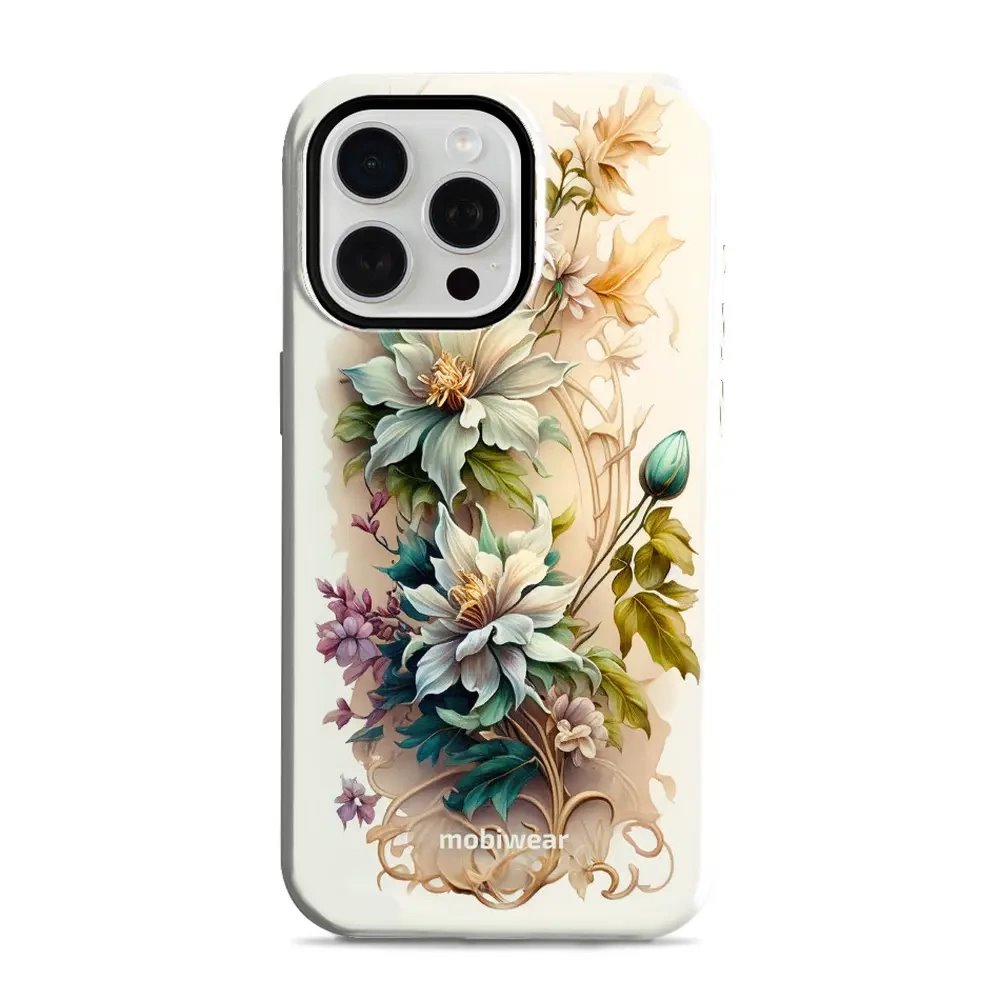 Odolný obal Mobiwear Elite Pro - Apple iPhone 15 Pro Max - E014E Krémové květy