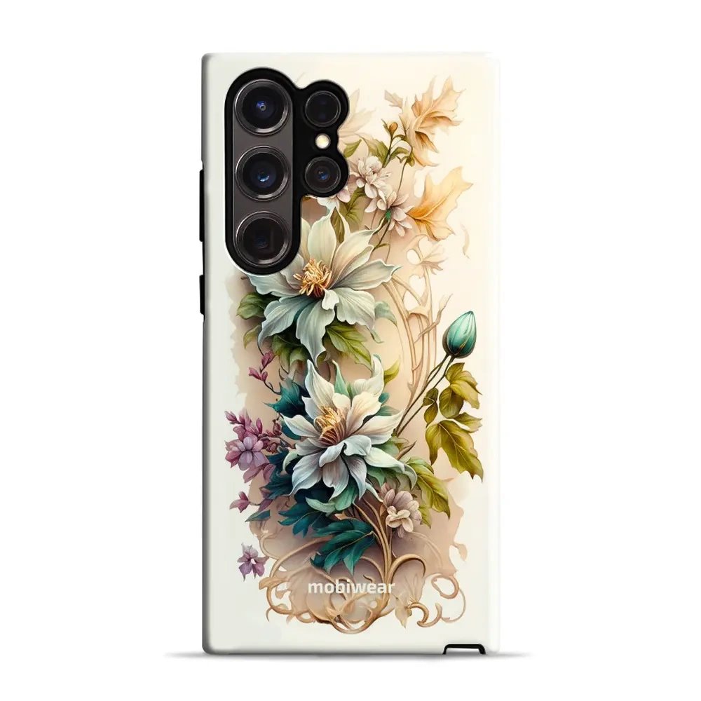 Odolný obal Mobiwear Elite Pro - Samsung Galaxy S23 Ultra - E014E Krémové květy