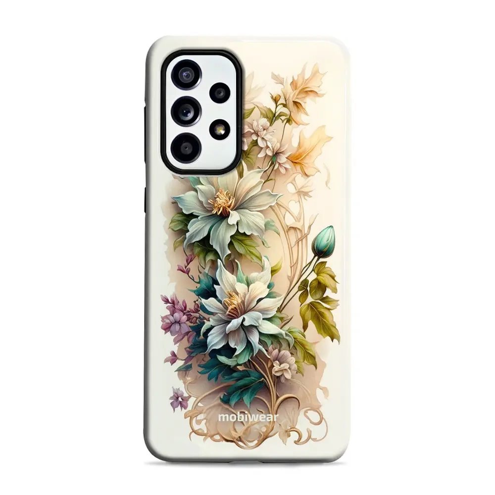 Odolný obal Mobiwear Elite Pro - Samsung Galaxy A52 / A52 5G / A52s - E014E Krémové květy
