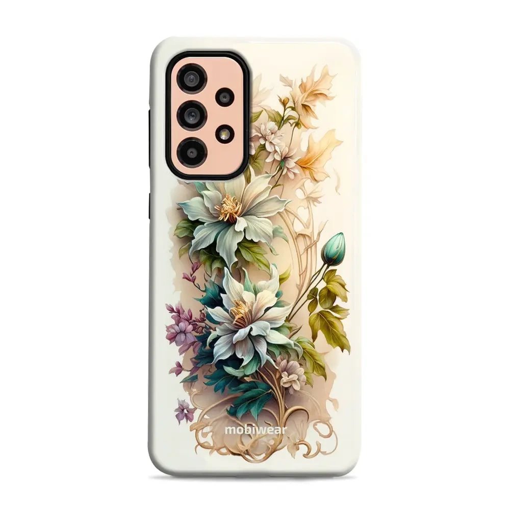 Odolný obal Mobiwear Elite Pro - Samsung Galaxy A53 5G - E014E Krémové květy - VÝPRODEJ