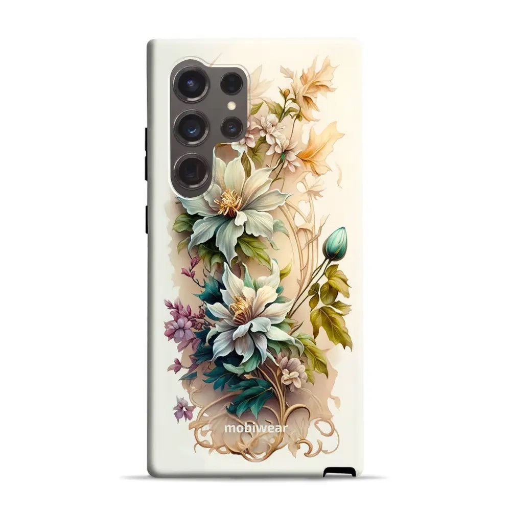 Odolný obal Mobiwear Elite Pro - Samsung Galaxy S24 Ultra - E014E Krémové květy