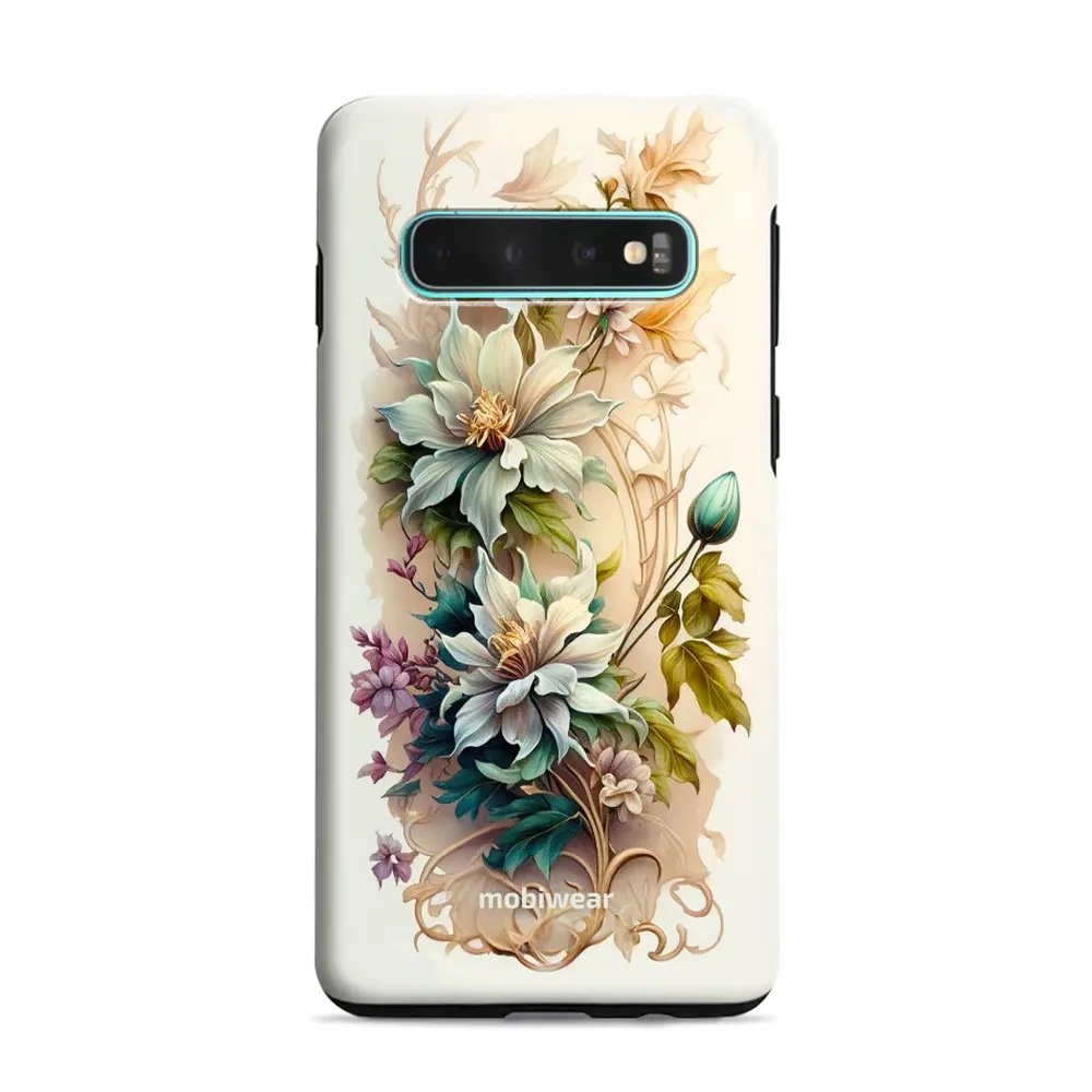 Odolný obal Mobiwear Elite Pro - Samsung Galaxy S10 Plus - E014E Krémové květy
