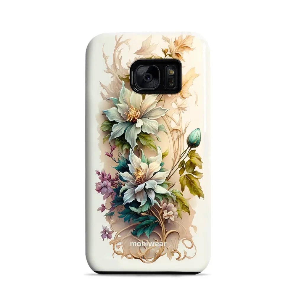 Odolný obal Mobiwear Elite Pro - Samsung Galaxy S7 - E014E Krémové květy