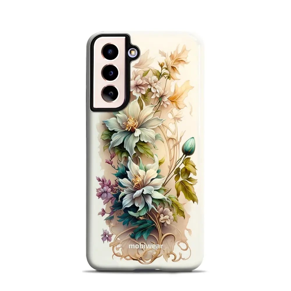 Odolný obal Mobiwear Elite Pro - Samsung Galaxy S21 - E014E Krémové květy