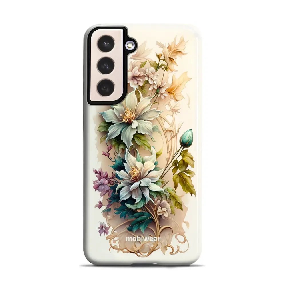 Odolný obal Mobiwear Elite Pro - Samsung Galaxy S21 Plus - E014E Krémové květy