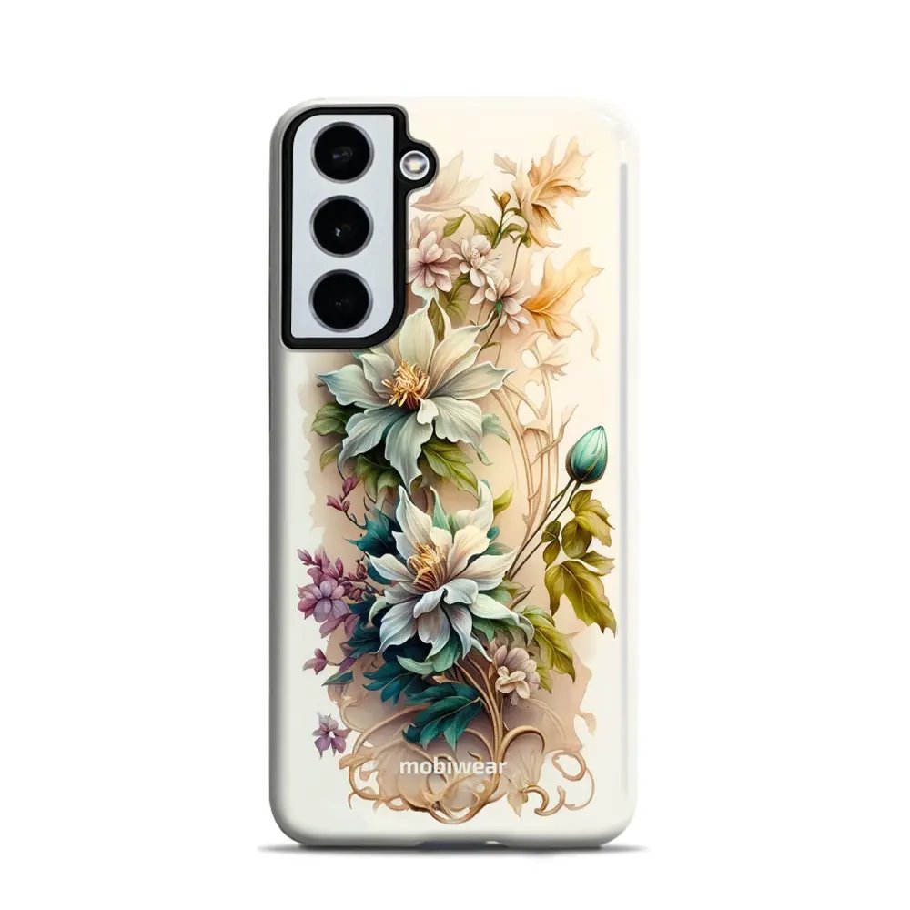 Odolný obal Mobiwear Elite Pro - Samsung Galaxy S22 - E014E Krémové květy