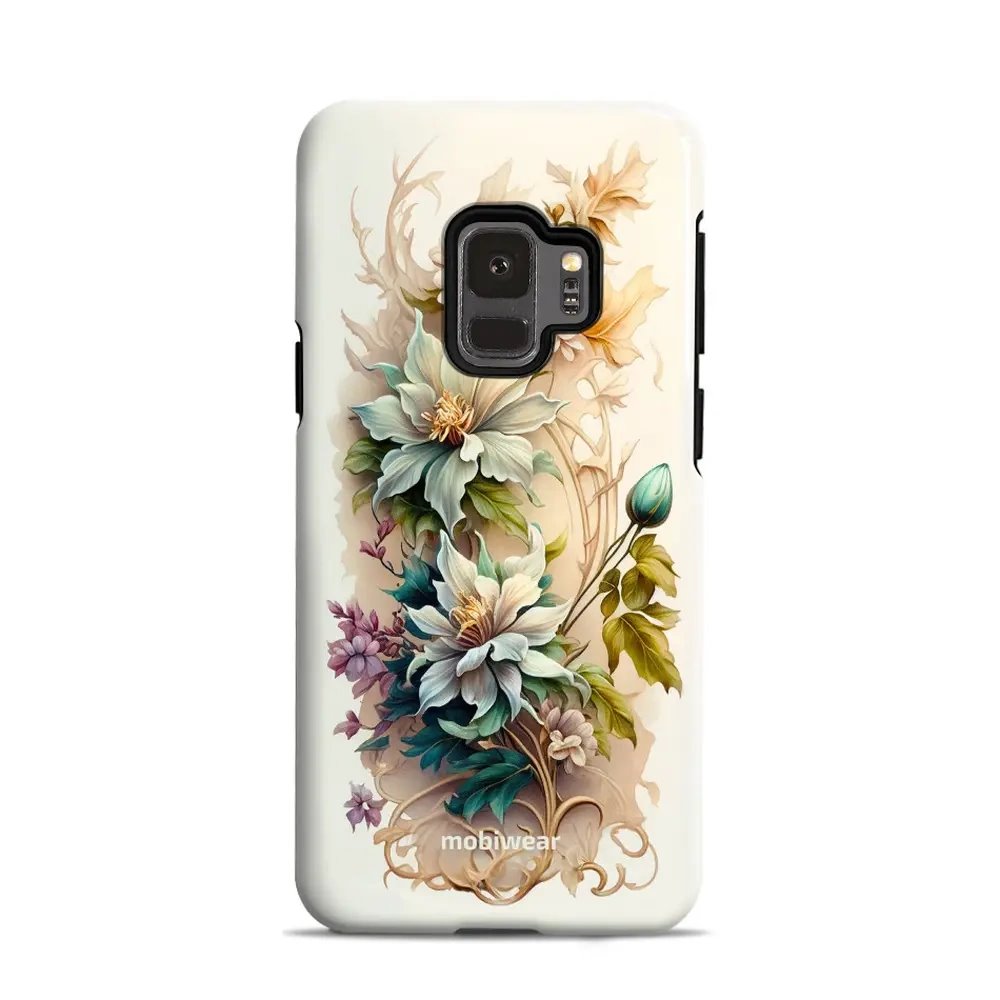 Odolný obal Mobiwear Elite Pro - Samsung Galaxy S9 - E014E Krémové květy