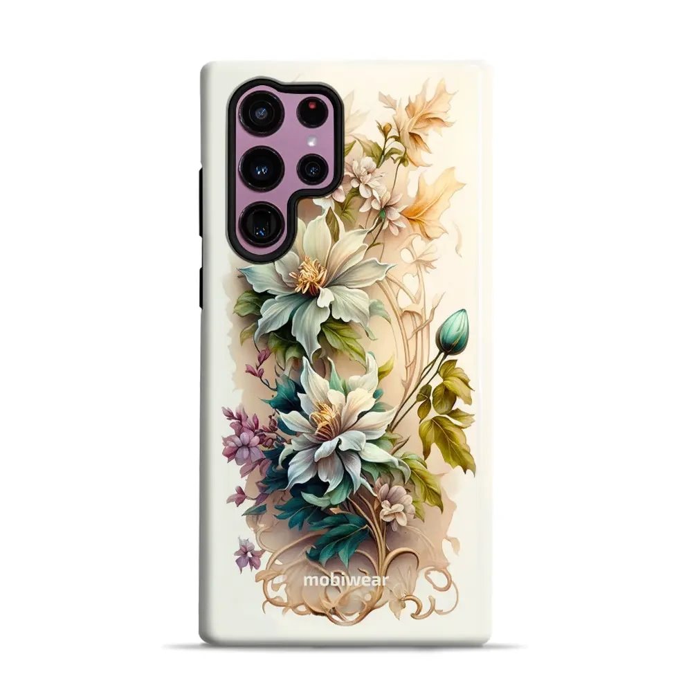 Odolný obal Mobiwear Elite Pro - Samsung Galaxy S22 Ultra - E014E Krémové květy