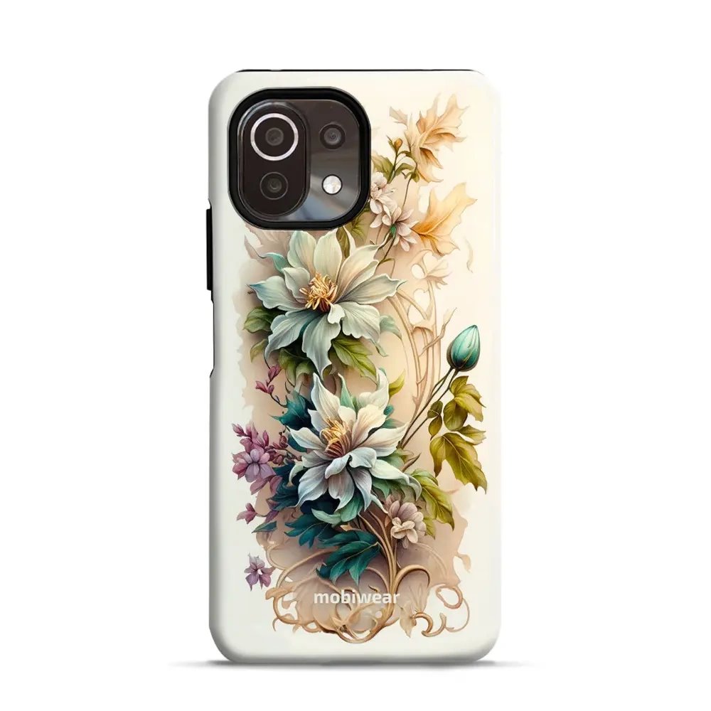 Odolný obal Mobiwear Elite Pro - Xiaomi 11 Lite 5G NE / Xiaomi Mi 11 Lite - E014E Krémové květy
