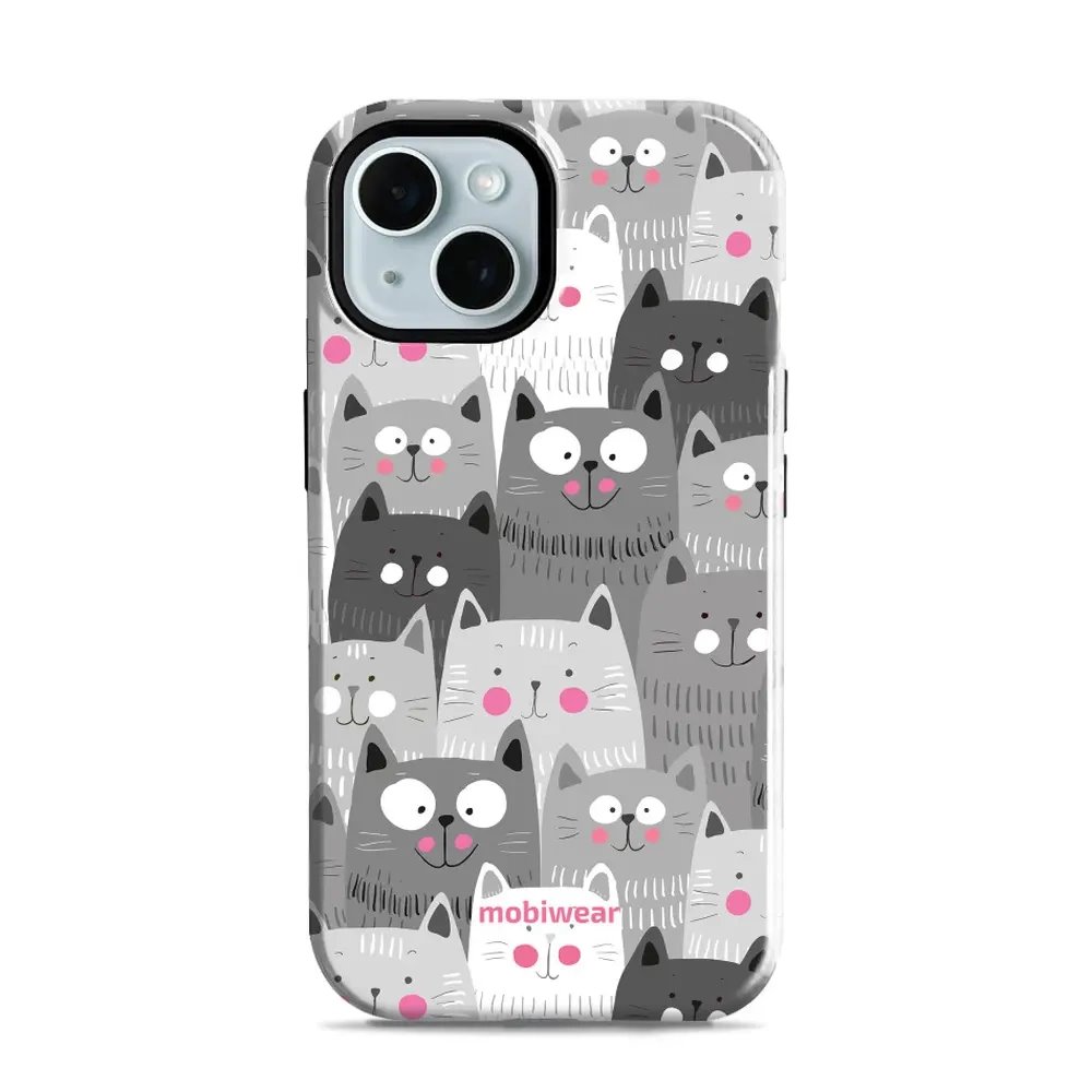 Odolný obal Mobiwear Elite Pro - Apple iPhone 15 - E099E Kočičky