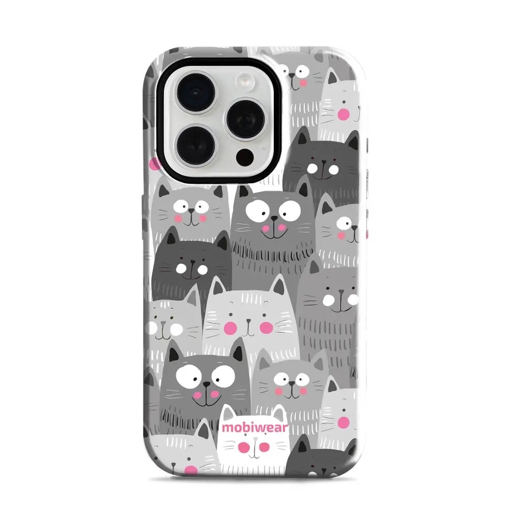 Odolný obal Mobiwear Elite Pro - Apple iPhone 15 Pro - E099E Kočičky