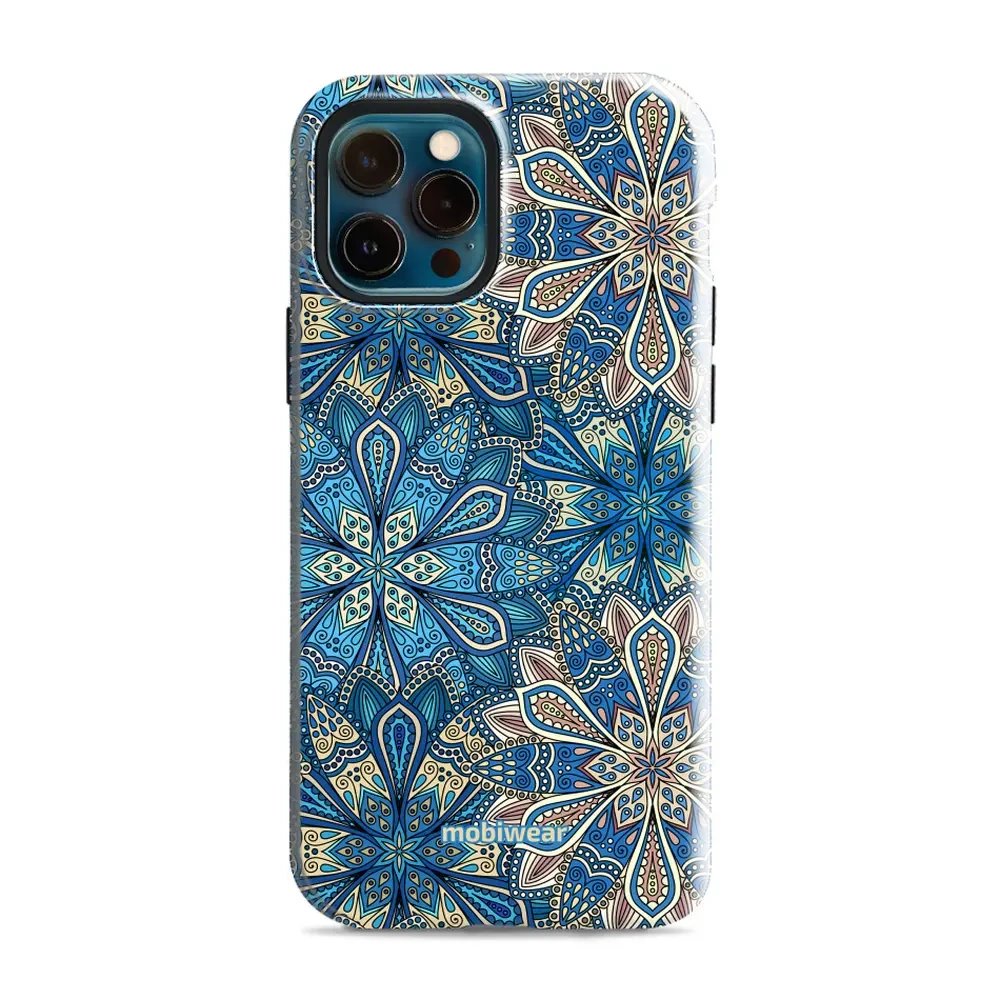 Odolný obal Mobiwear Elite Pro - Apple iPhone 12 / 12 Pro - E108E Modré mandala květy