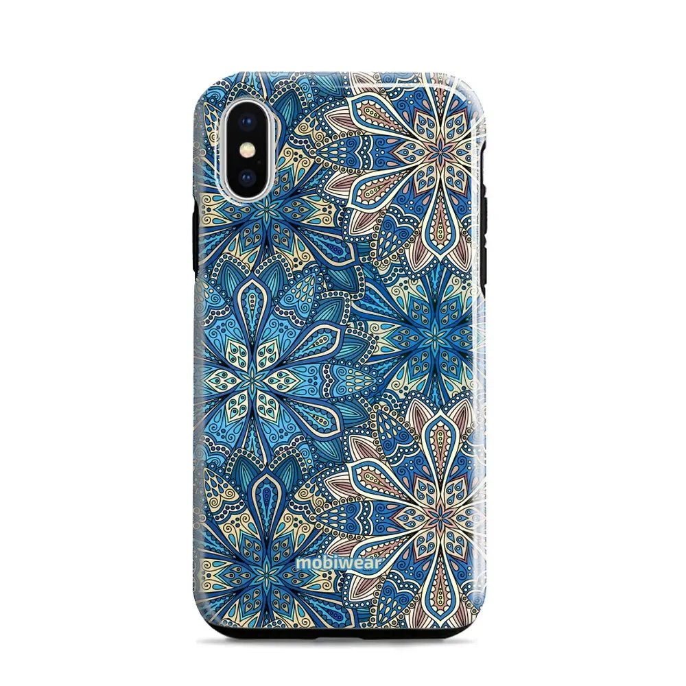 Odolný obal Mobiwear Elite Pro - Apple iPhone X / XS - E108E Modré mandala květy
