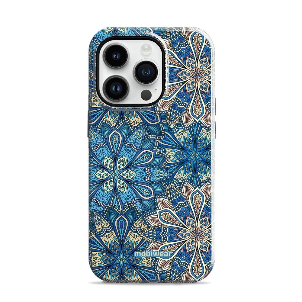 Odolný obal Mobiwear Elite Pro - Apple iPhone 14 Pro - E108E Modré mandala květy