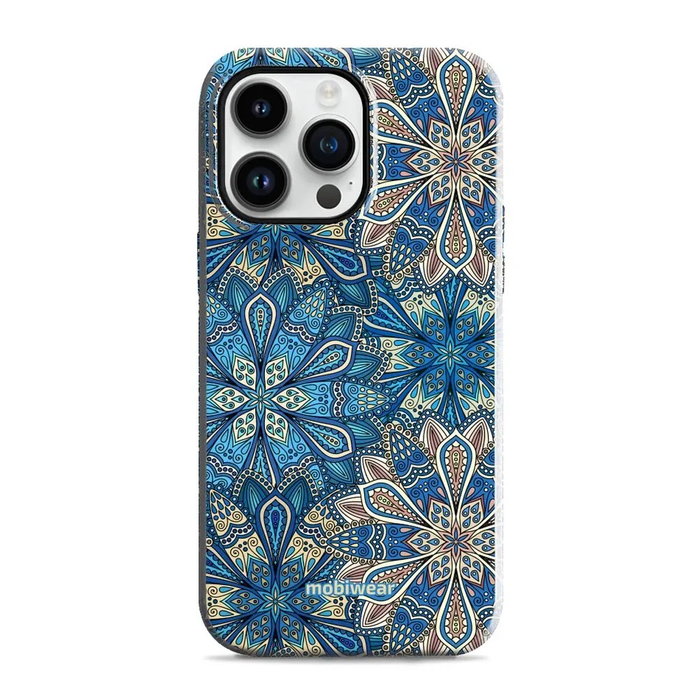 Odolný obal Mobiwear Elite Pro - Apple iPhone 14 Pro Max - E108E Modré mandala květy