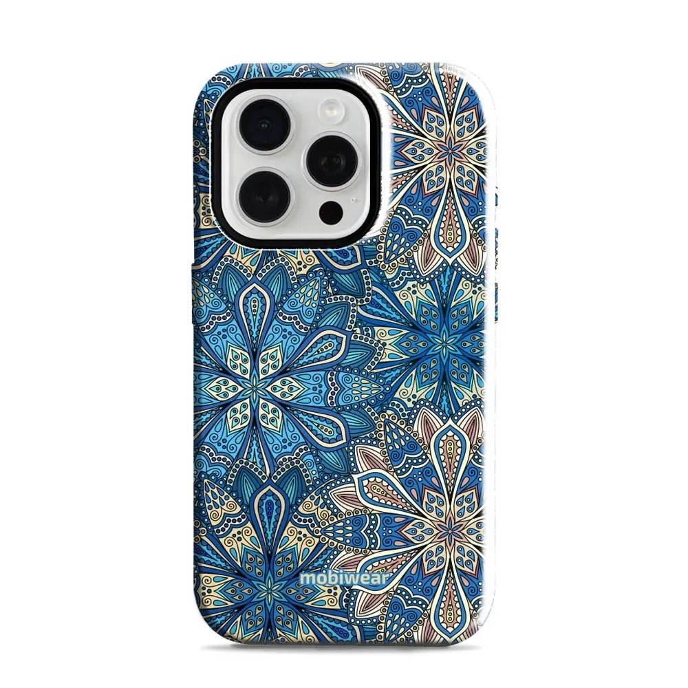 Odolný obal Mobiwear Elite Pro - Apple iPhone 15 Pro - E108E Modré mandala květy