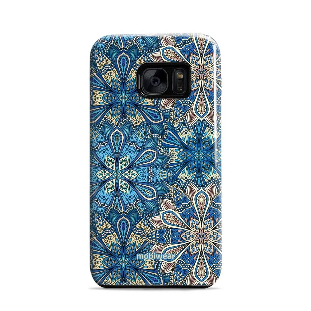 Odolný obal Mobiwear Elite Pro - Samsung Galaxy S7 - E108E Modré mandala květy