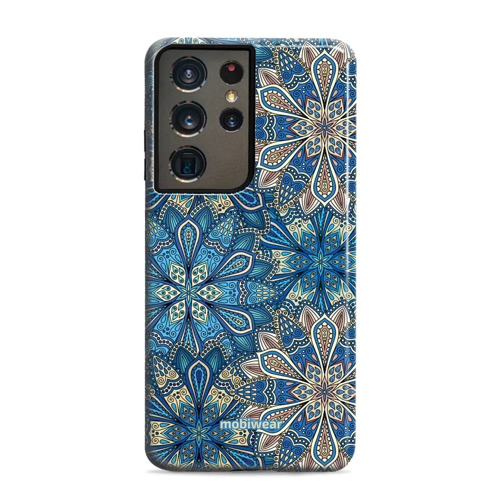 Odolný obal Mobiwear Elite Pro - Samsung Galaxy S21 Ultra - E108E Modré mandala květy