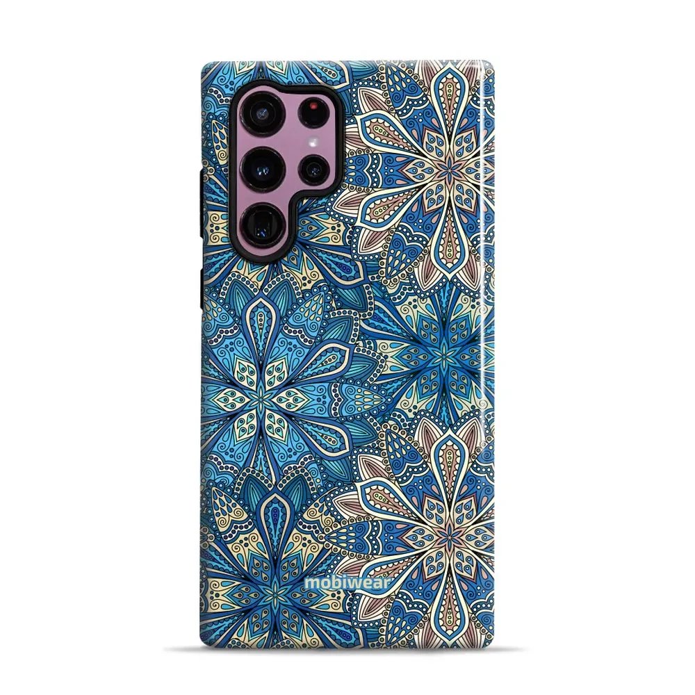 Odolný obal Mobiwear Elite Pro - Samsung Galaxy S22 Ultra - E108E Modré mandala květy
