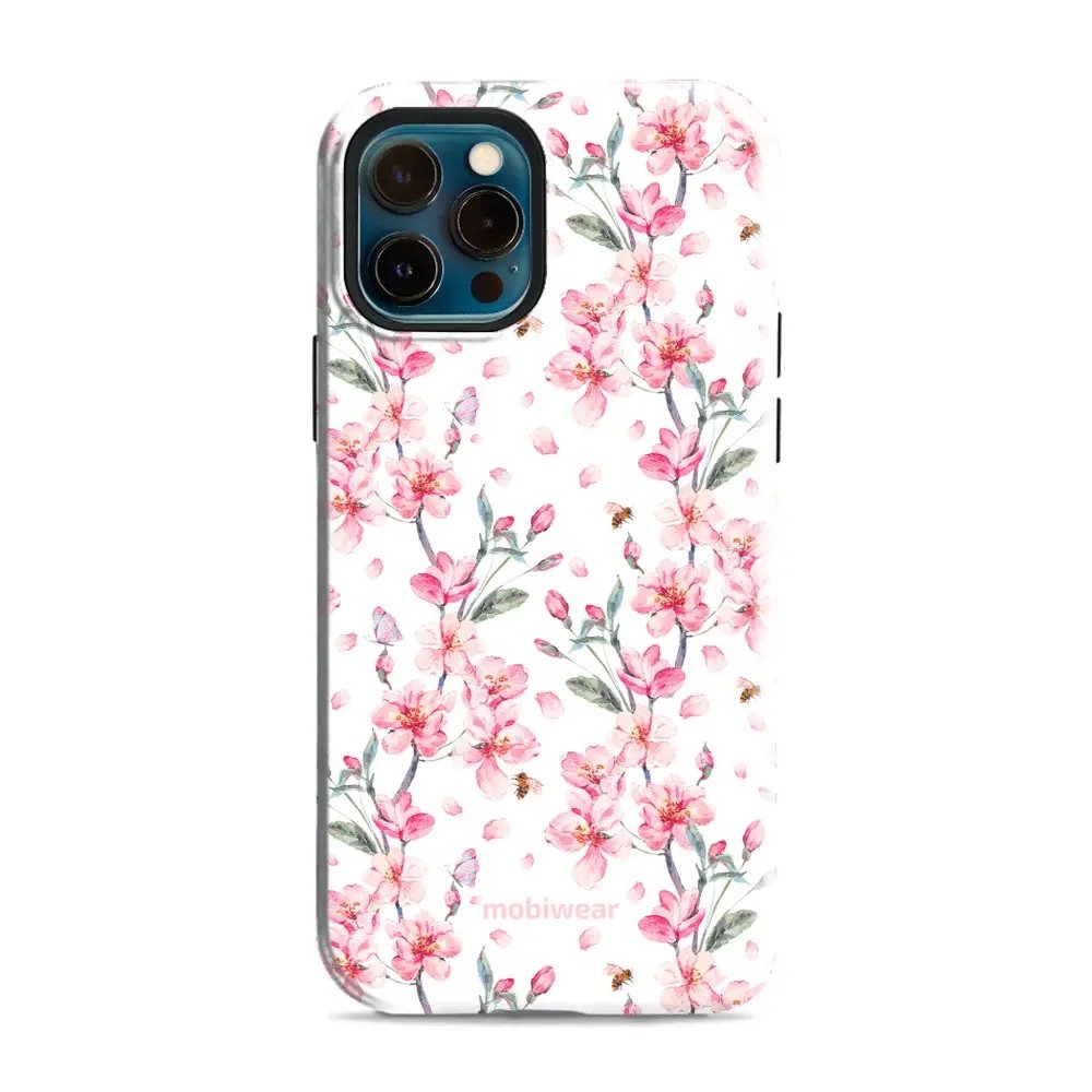 Odolný obal Mobiwear Elite Pro - Apple iPhone 12 / 12 Pro - E124E Růžové květy