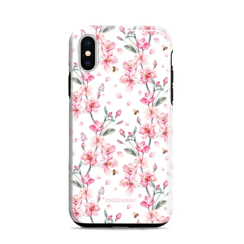 Odolný obal Mobiwear Elite Pro - Apple iPhone X / XS - E124E Růžové květy