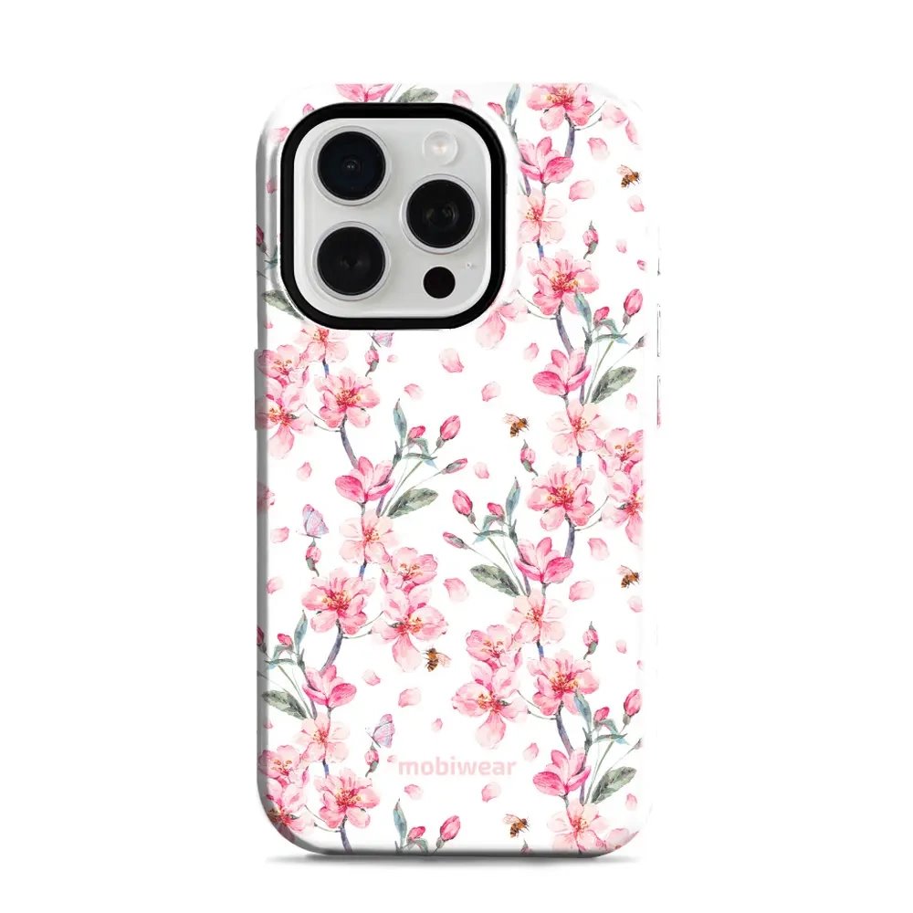 Odolný obal Mobiwear Elite Pro - Apple iPhone 15 Pro - E124E Růžové květy
