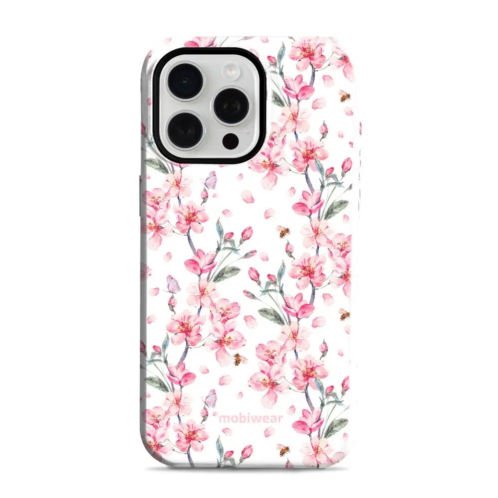 Odolný obal Mobiwear Elite Pro - Apple iPhone 15 Pro Max - E124E Růžové květy