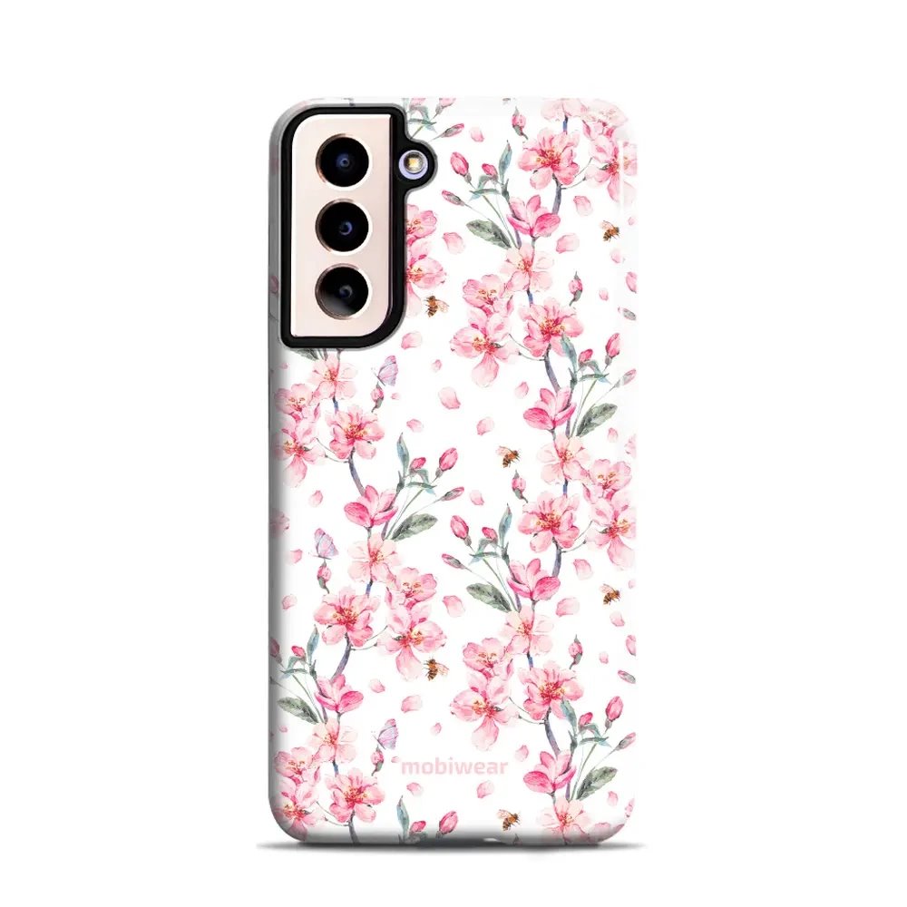 Odolný obal Mobiwear Elite Pro - Samsung Galaxy S21 - E124E Růžové květy