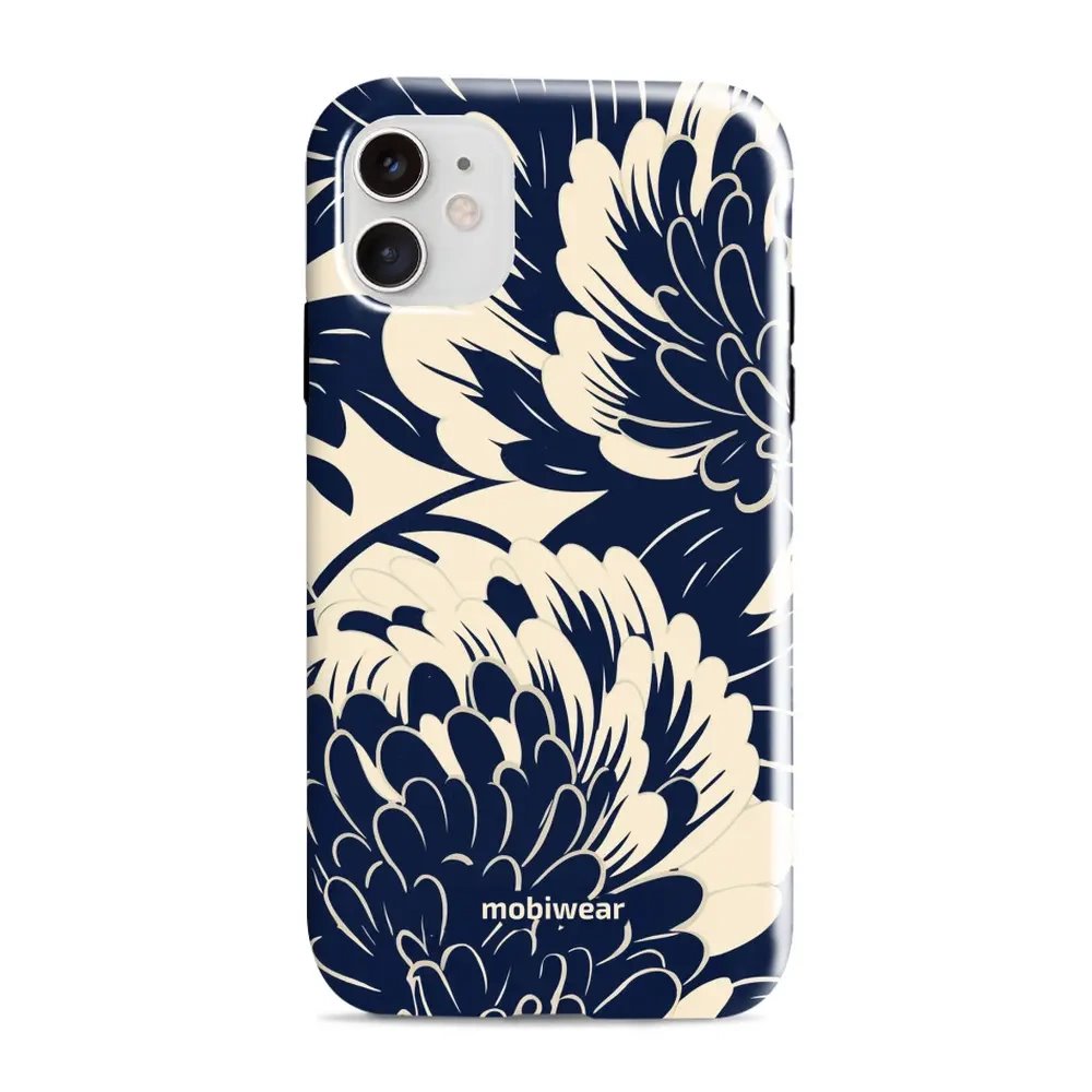 Odolný obal Mobiwear Elite Pro - Apple iPhone 11 - EA40E Modré a béžové květy