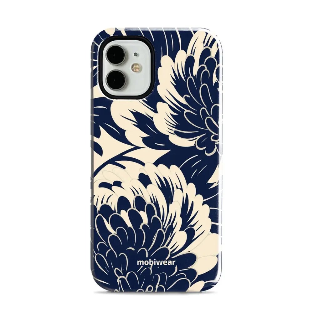 Odolný obal Mobiwear Elite Pro - Apple iPhone 12 Mini - EA40E Modré a béžové květy