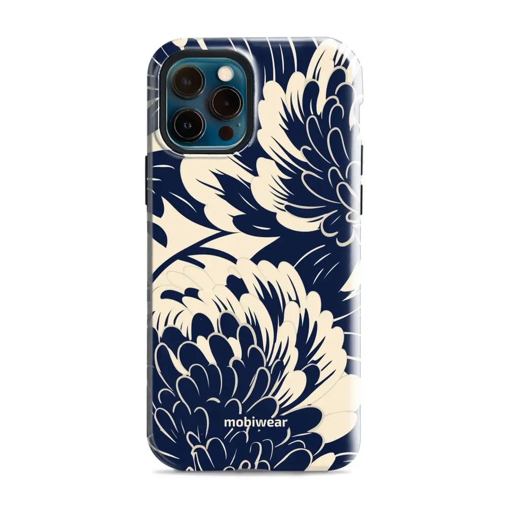 Odolný obal Mobiwear Elite Pro - Apple iPhone 12 / 12 Pro - EA40E Modré a béžové květy