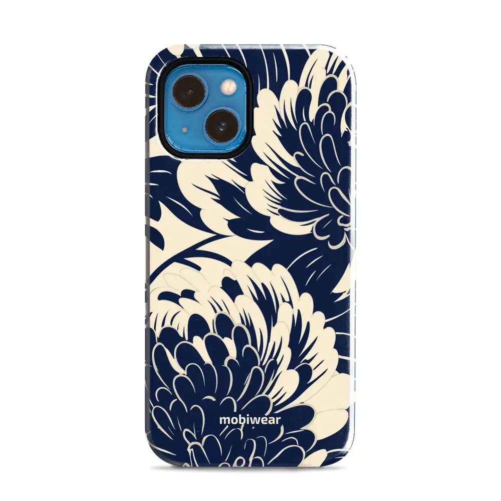 Odolný obal Mobiwear Elite Pro - Apple iPhone 13 Mini - EA40E Modré a béžové květy
