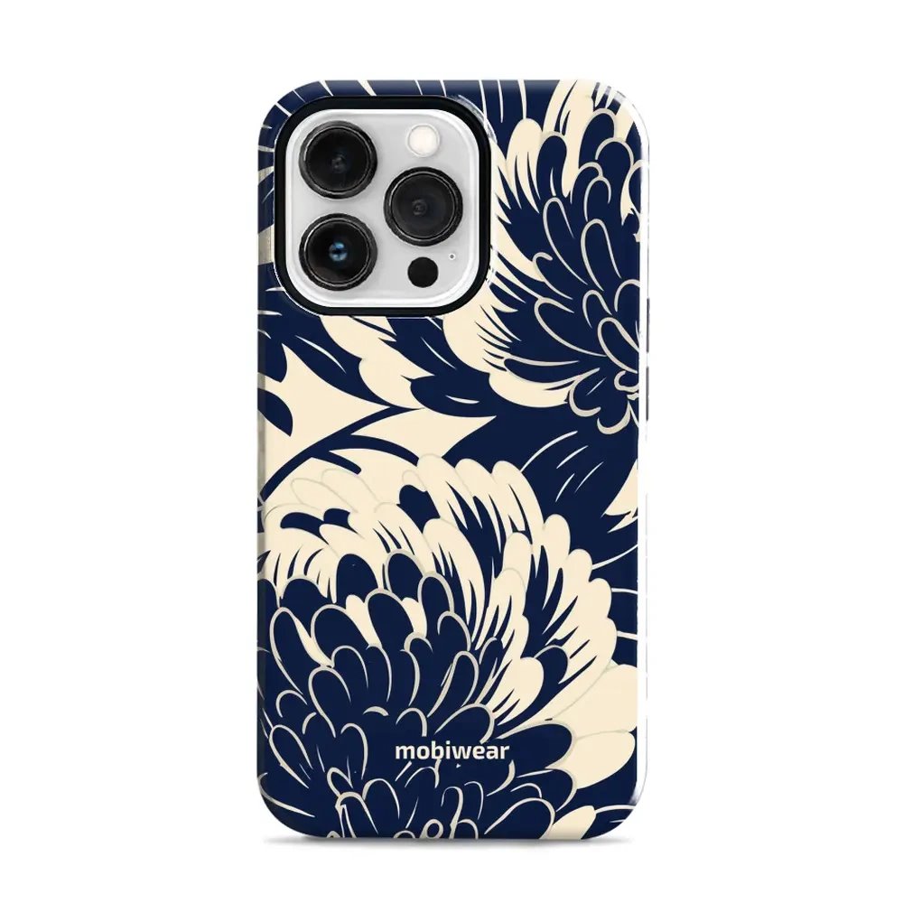 Odolný obal Mobiwear Elite Pro - Apple iPhone 13 Pro - EA40E Modré a béžové květy