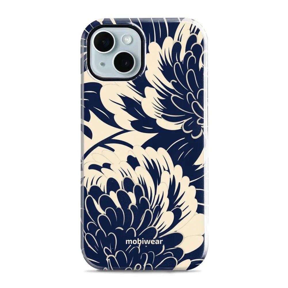 Odolný obal Mobiwear Elite Pro - Apple iPhone 14 - EA40E Modré a béžové květy