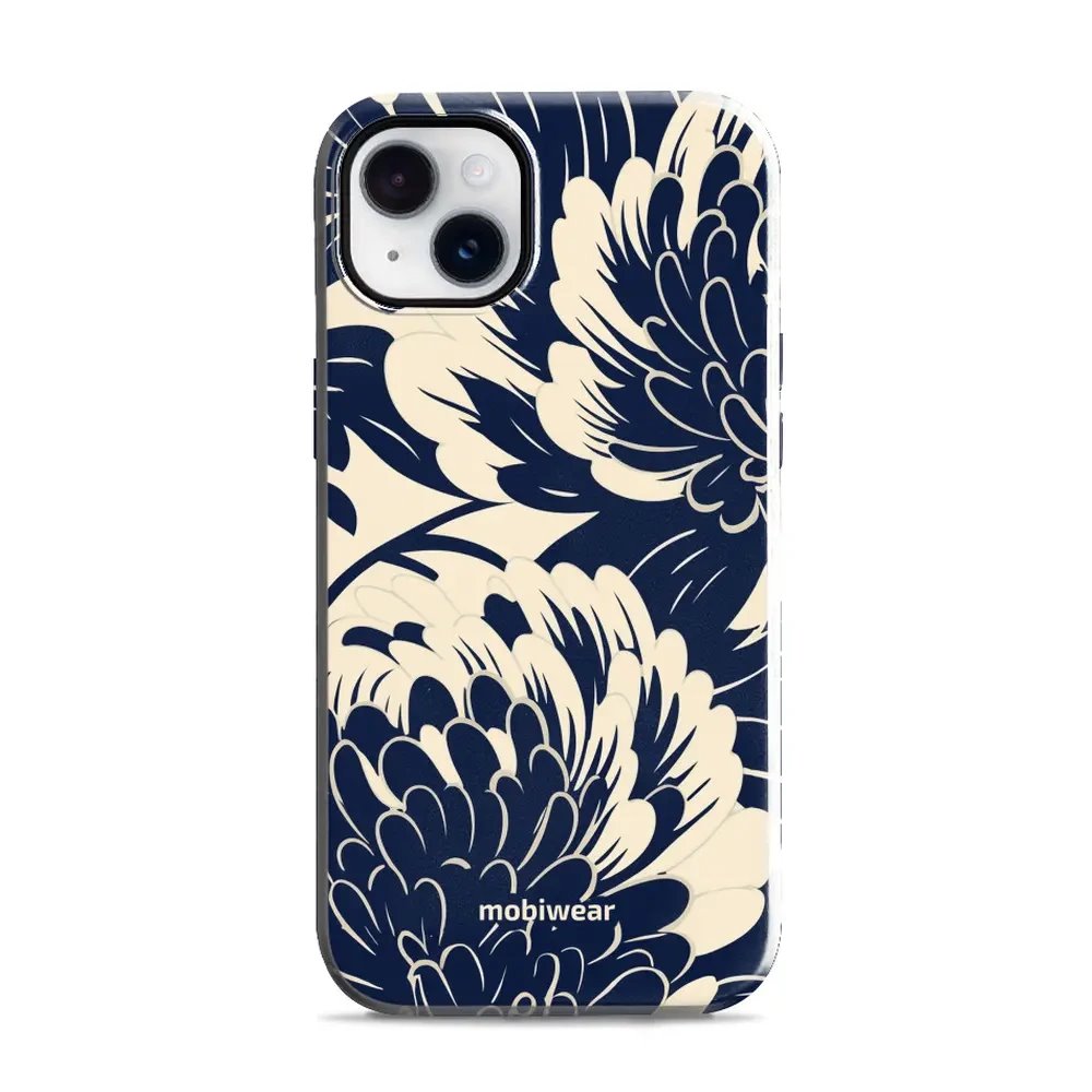Odolný obal Mobiwear Elite Pro - Apple iPhone 14 Plus - EA40E Modré a béžové květy