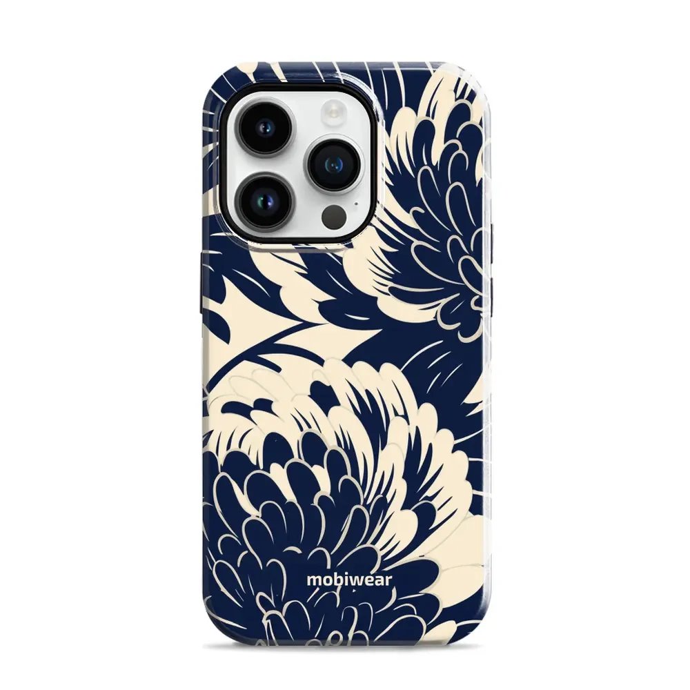 Odolný obal Mobiwear Elite Pro - Apple iPhone 14 Pro - EA40E Modré a béžové květy